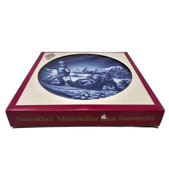 1973 BAREUTHER Christmas Wall Plate Children Sledding Bavaria Germany Vtg - Picture 8 of 10